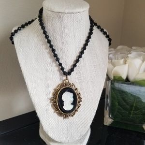 Cameo Pendant Gold Tone Frame
